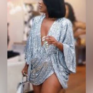 Ellae Lisque Sequence Drape Mini Dress Size Small